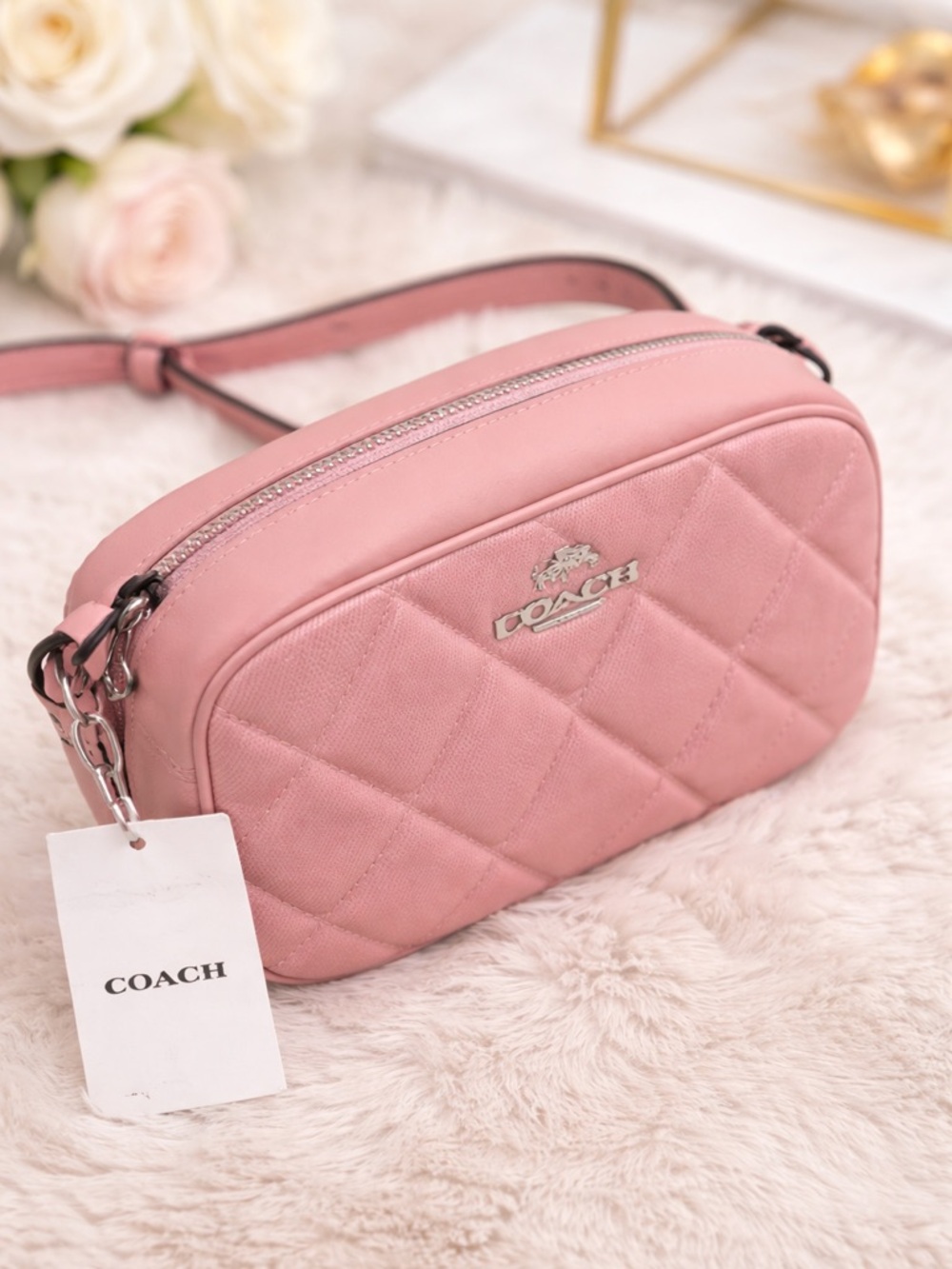 Coach Quilted Pink Leather Crossbody Bag 💯 Authentic.